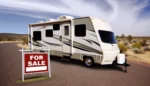 DALL·E 2024-02-26 09.21.42 – Generate a realistic image of an actual RV (Recreational Vehicle) or camper that is clearly marked for sale, without any abstract or artistic framing